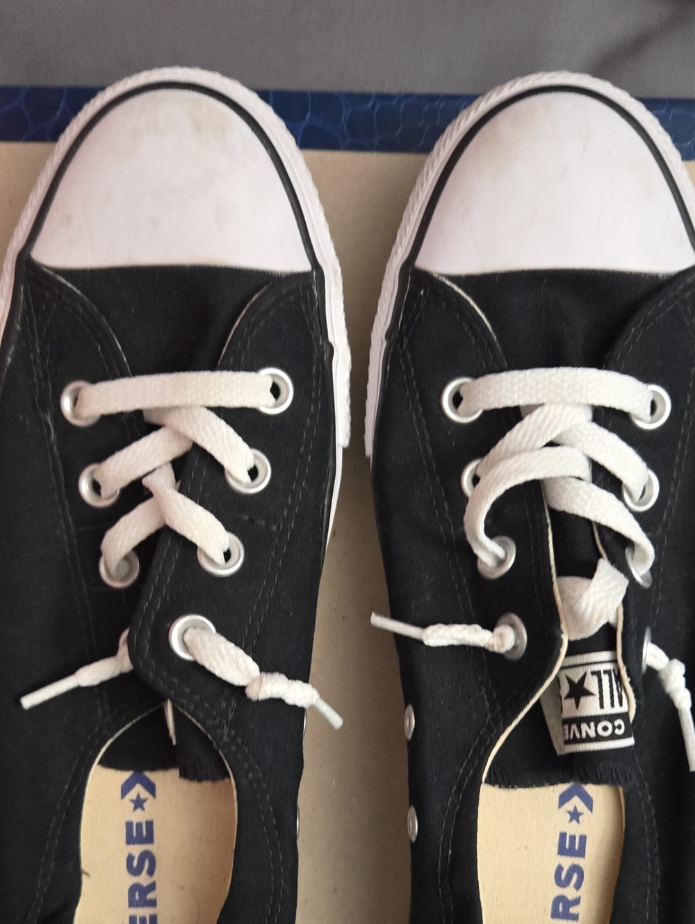 Womens Converse All Star Black Canvas Lace-Up Shoes - Classic Low-Top